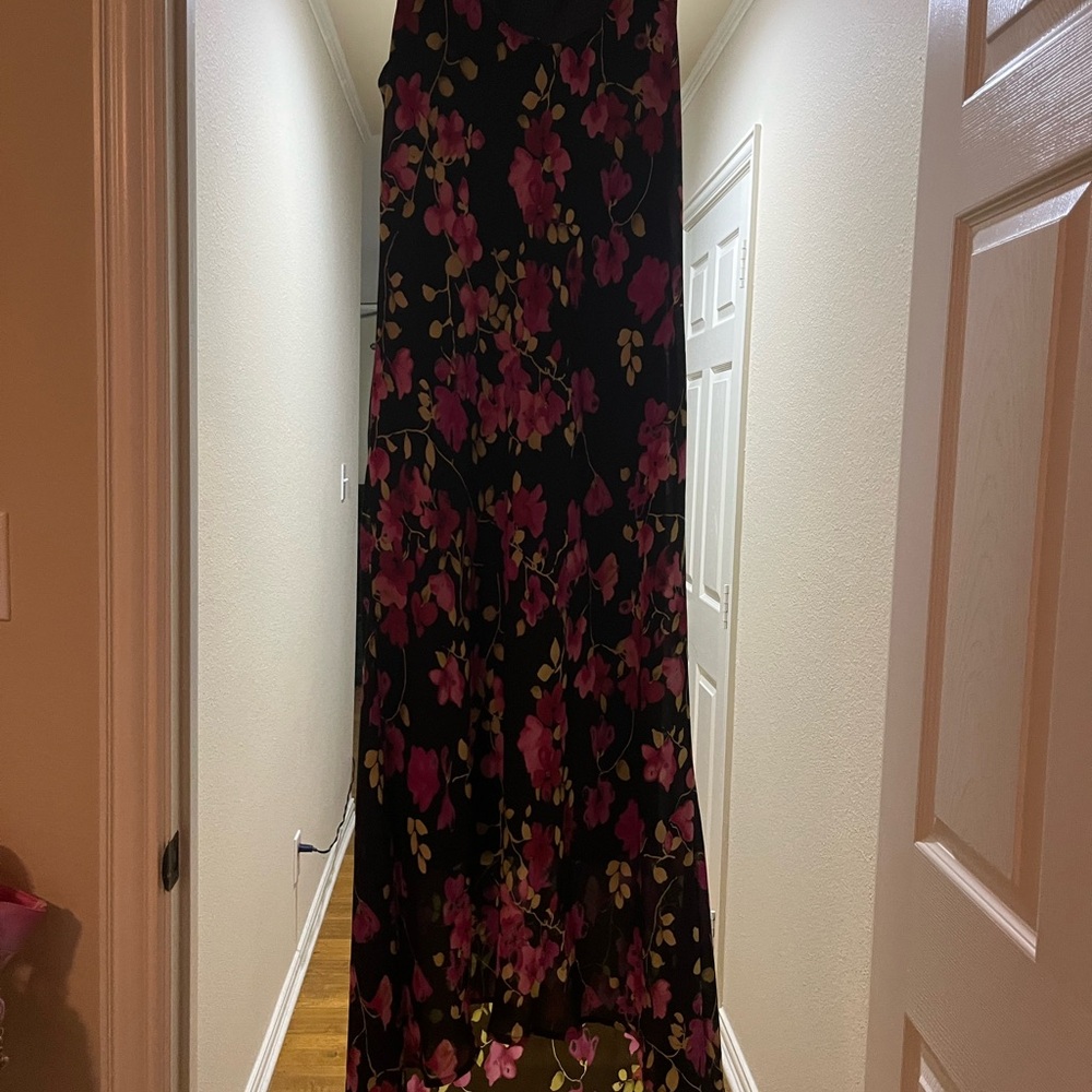 Floral Maxi Dress with Pink and Yellow Accents